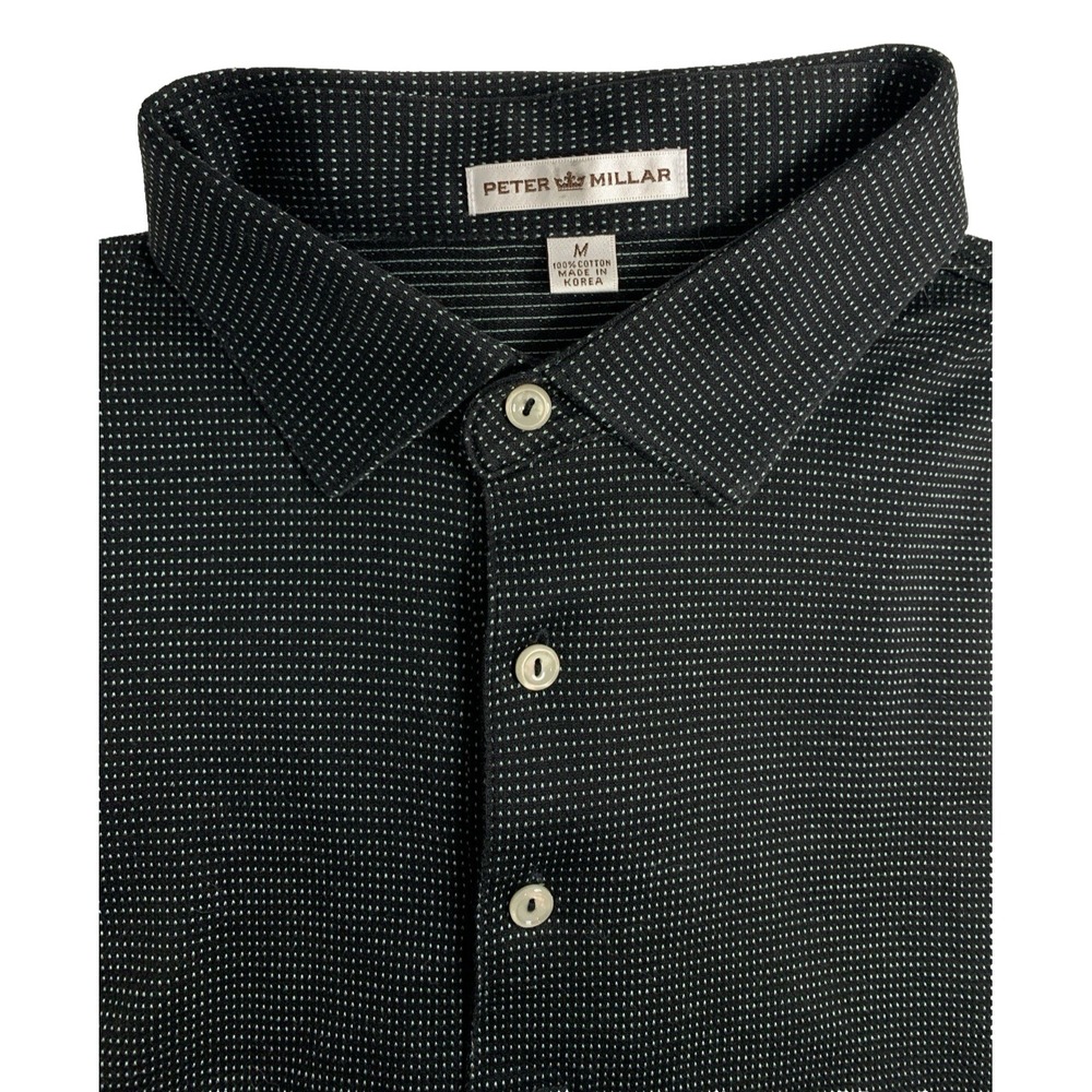 Peter Millar Golf Polo Shirt Men's‎ M Black with Blue Dots RN100308